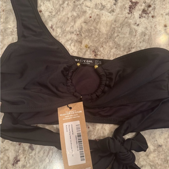 Nasty Gal Recycled Detail One Shoulder Bikini Set Size 2US - BNWT! - Picture 5 of 9